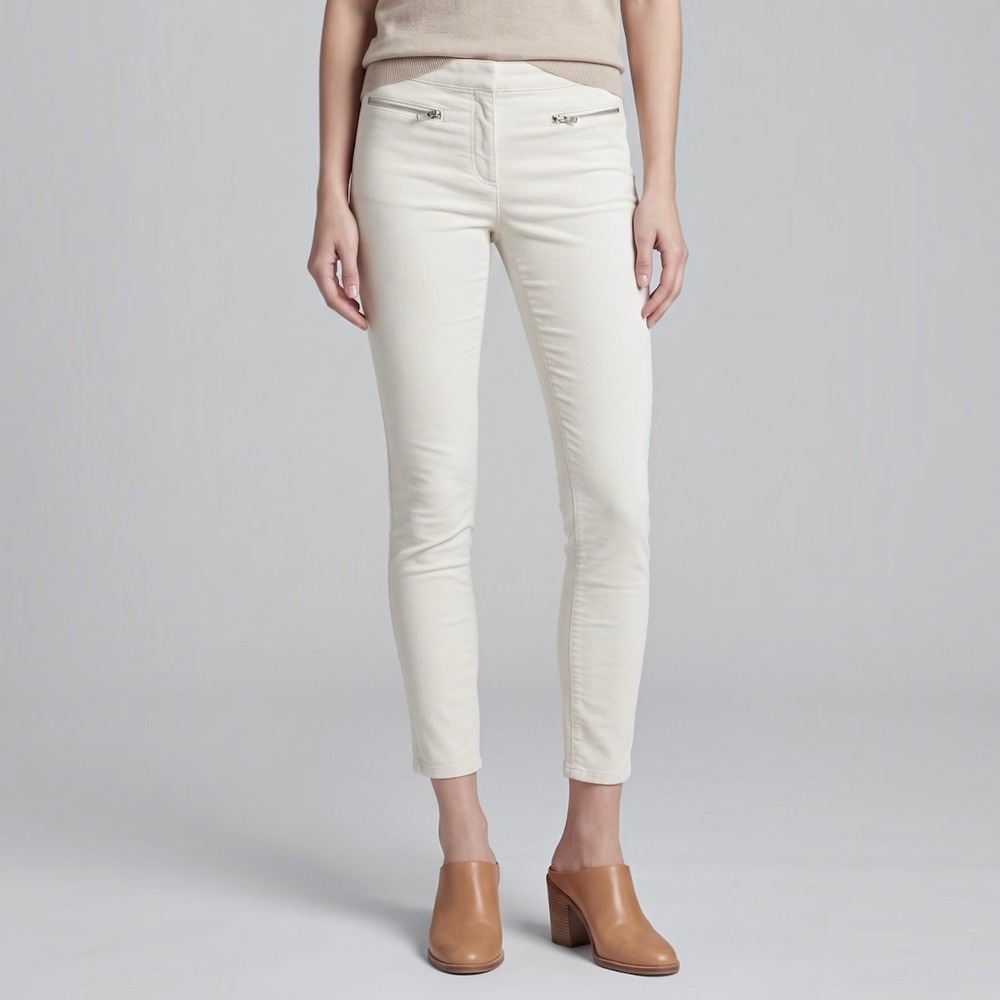 Veronica Beard Skinny Zip Pocket Denim Trouser Jeans Ivory size‎ 10